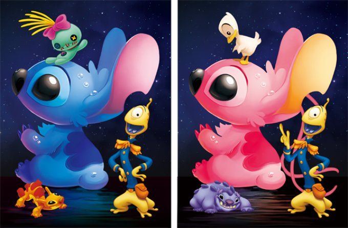 Poster 3d  lenticulaire Stitch 30x40 cm
