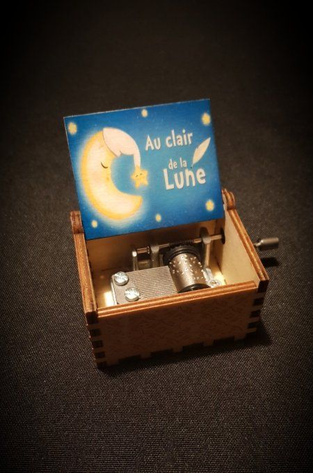 Boîte à musique en bois, Music box Au clair de la Lune