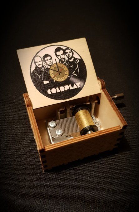 Boîte à musique en bois, Music box Coldplay - Clocks