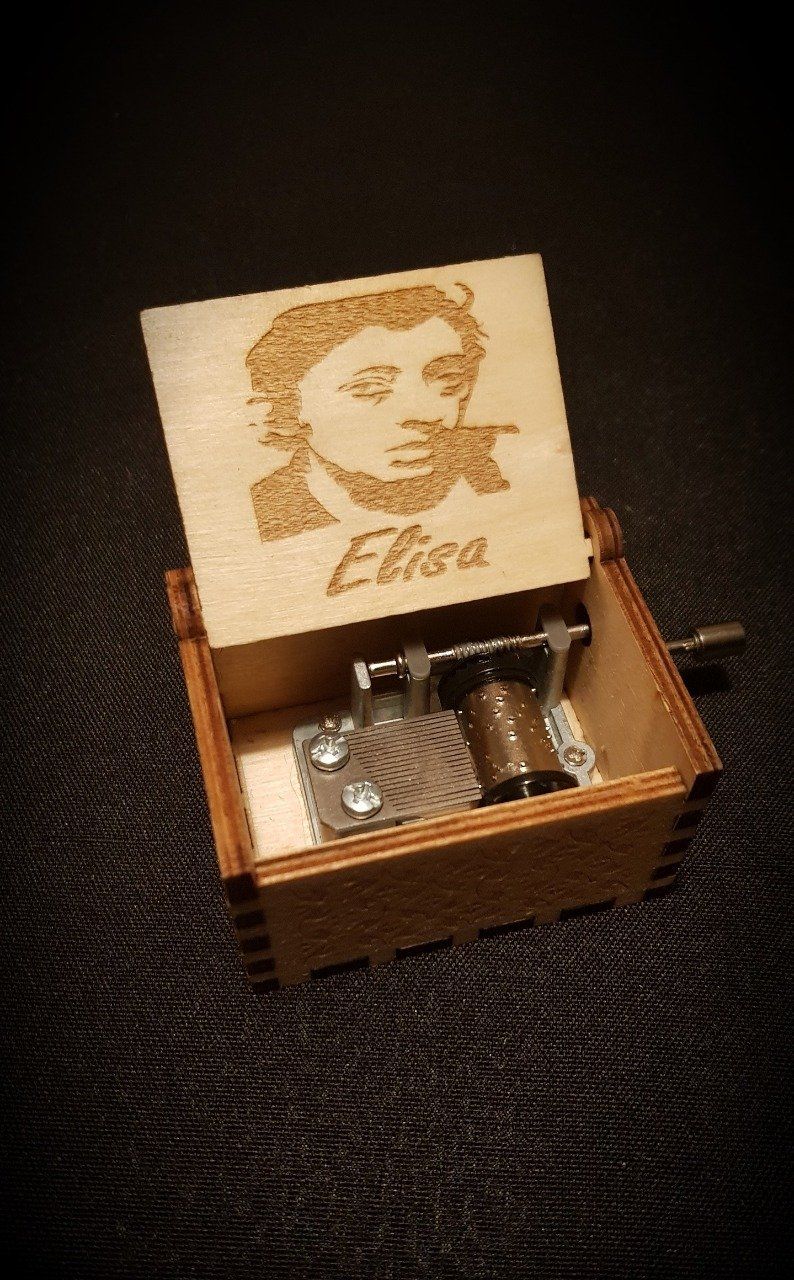 Boîte à musique en bois, Music box Serge Gainsbourg - Elisa