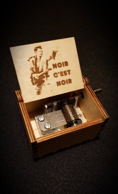 Boîte à musique en bois, Music box Johnny Hallyday - Noir c'est noir