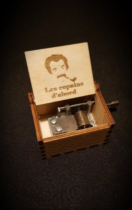 Boîte à musique en bois, Music box Georges Brassens - Les copains d'abord