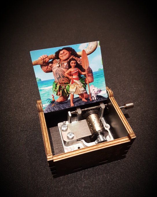 Boîte à musique en bois, Music box Vaïana - How far I will go